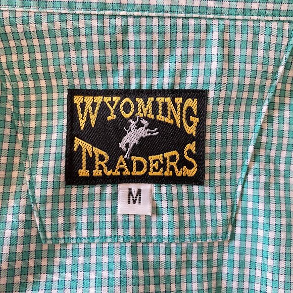 Wyoming Traders Western Men's Green Check Pearl Snap Button Up Shirt M NEW - Picture 2 of 6